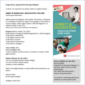 Obisk razstave "Arbeit und Migration" Mannheim 2022